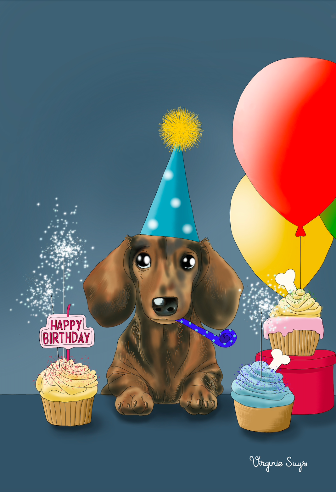 WK2407 - Happy birthday - Dachshund